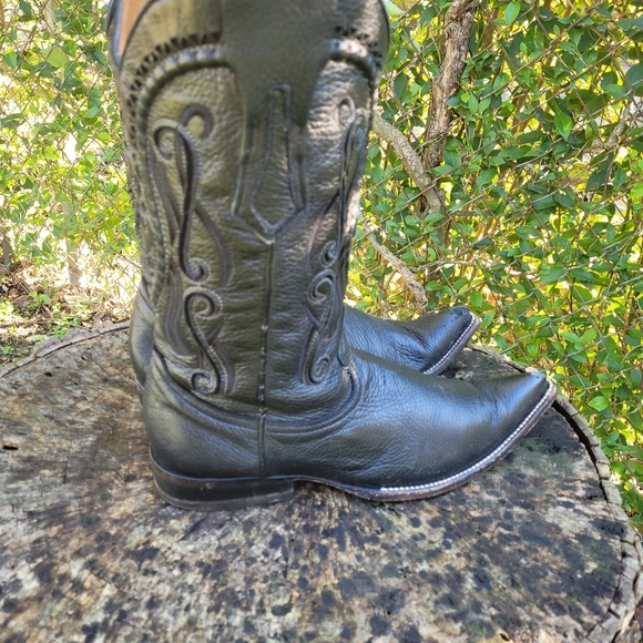 Vintage Men Genuine Leather Cowboy Boots By Cuadra Size 8.5/Go Western Style - Picture 7 of 11